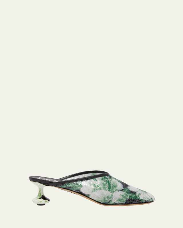 Toy Floral Sequin Mules